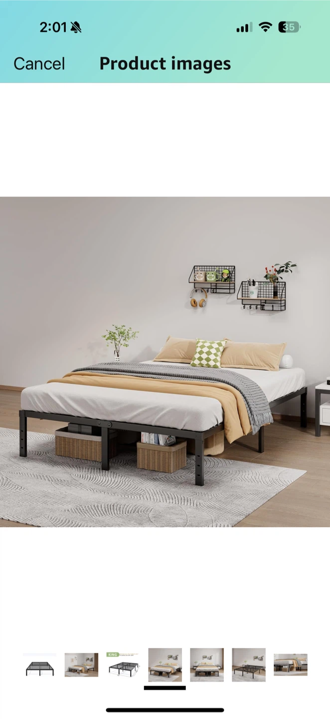 Metal Bed Frame - Black King Size - photo 3