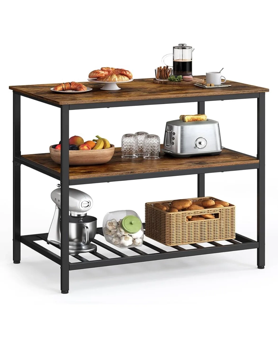 3-Tier Kitchen Island Cart - Rustic Brown thumbnail