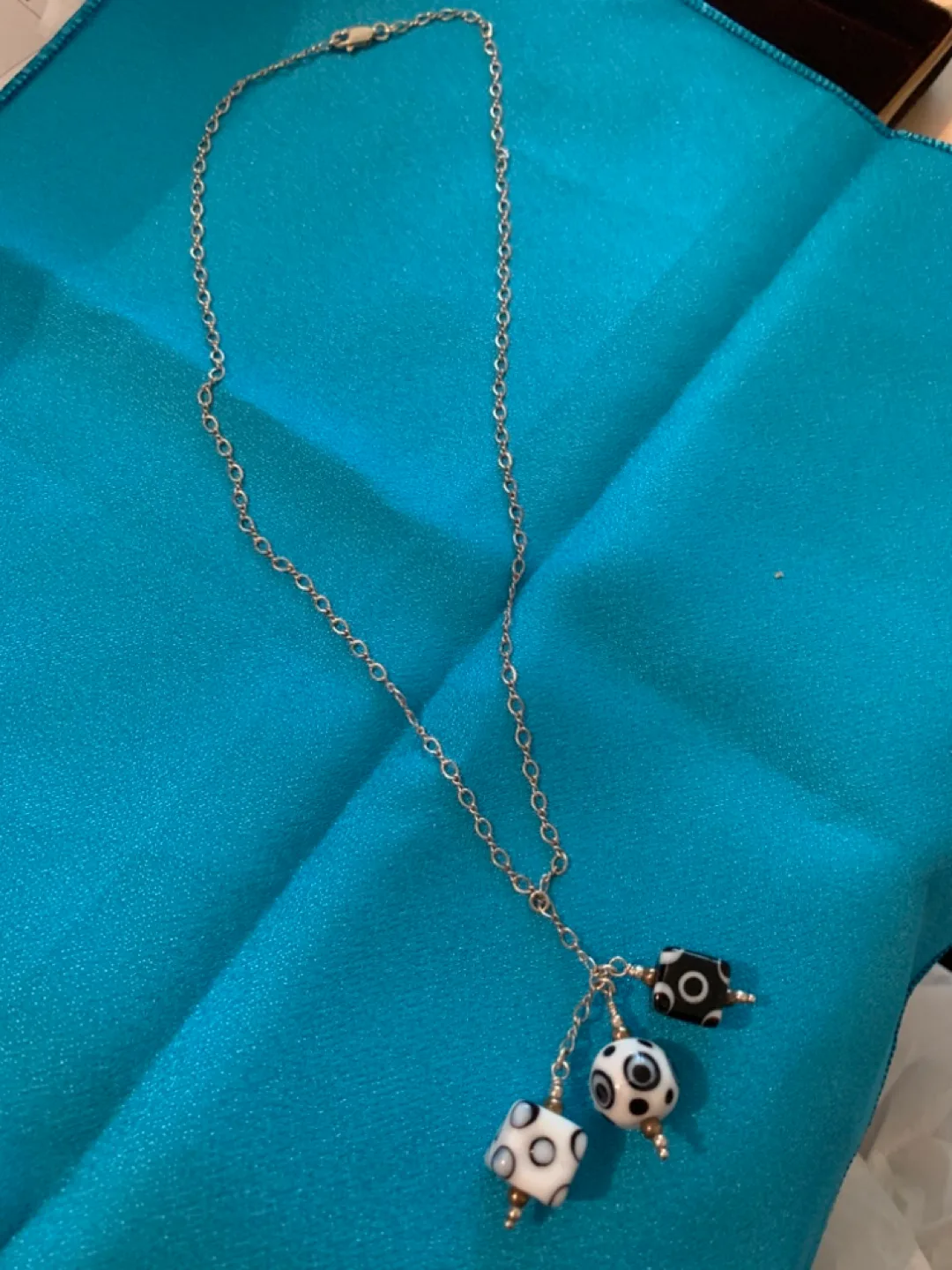 Silver sterling Necklace with Decorative Beads thumbnail
