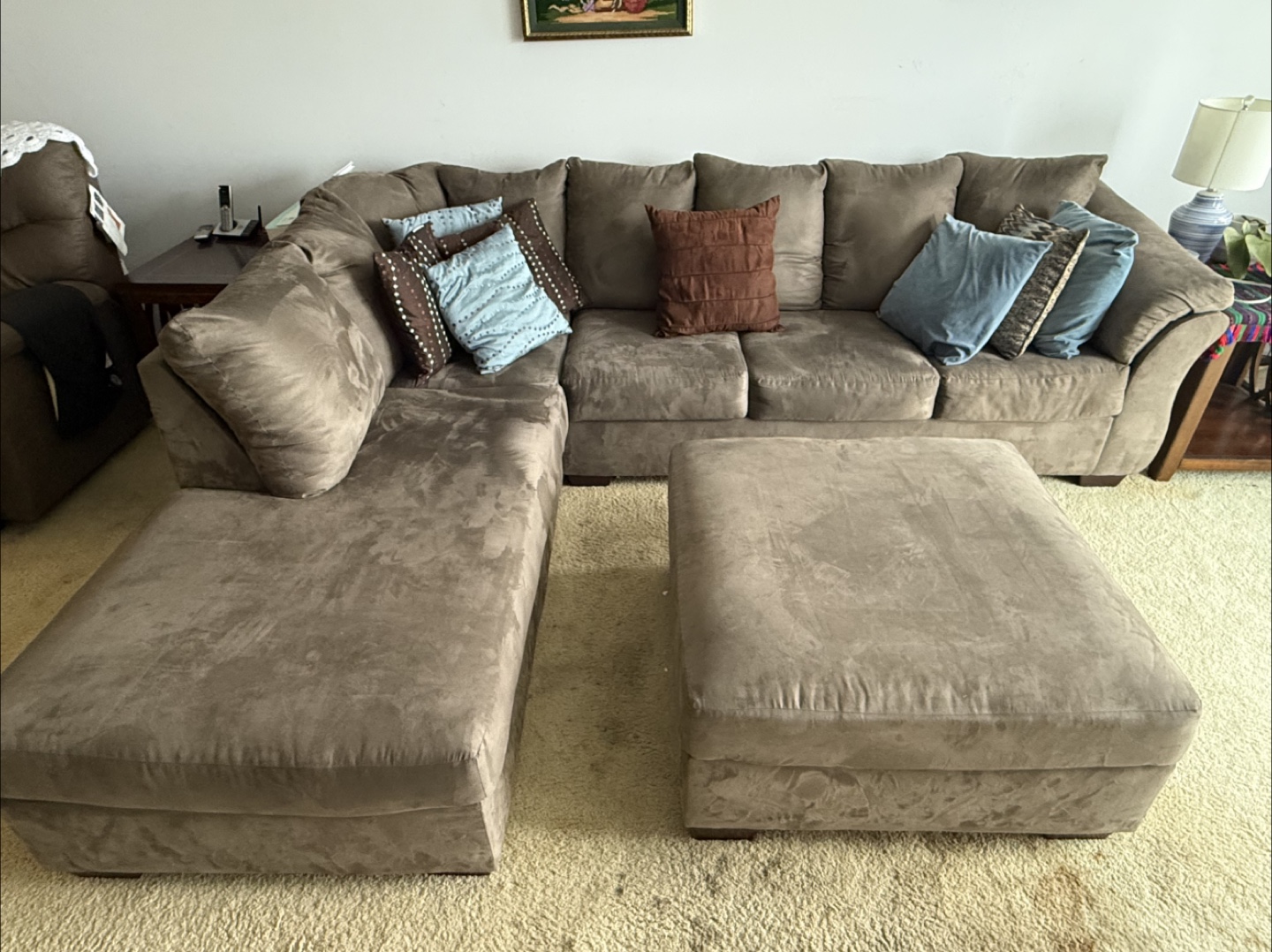 Brown Sectional Sofa with Ottoman - photo 4