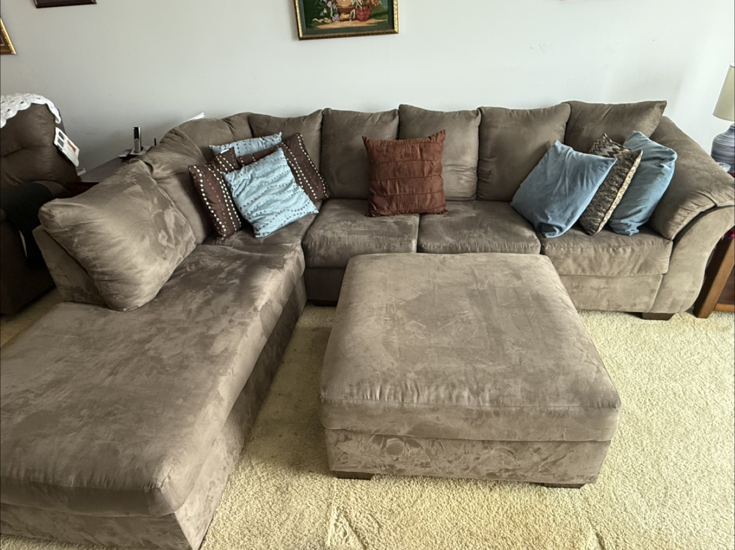 Brown Sectional Sofa with Ottoman
