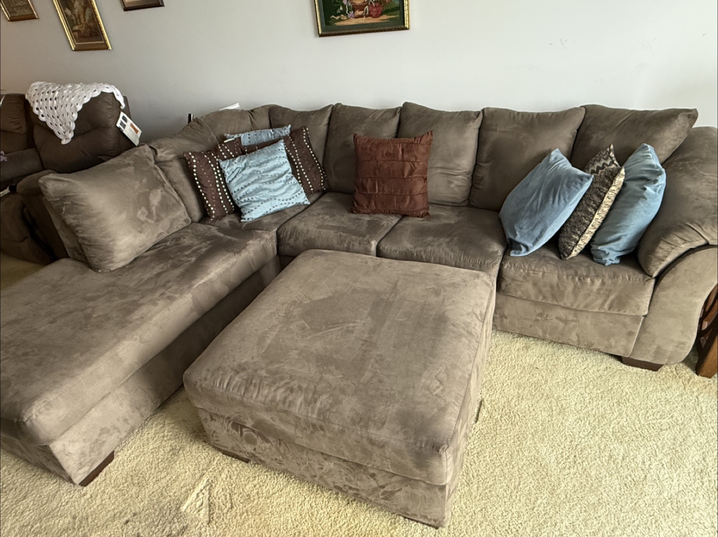 Brown Sectional Sofa with Ottoman - photo 2