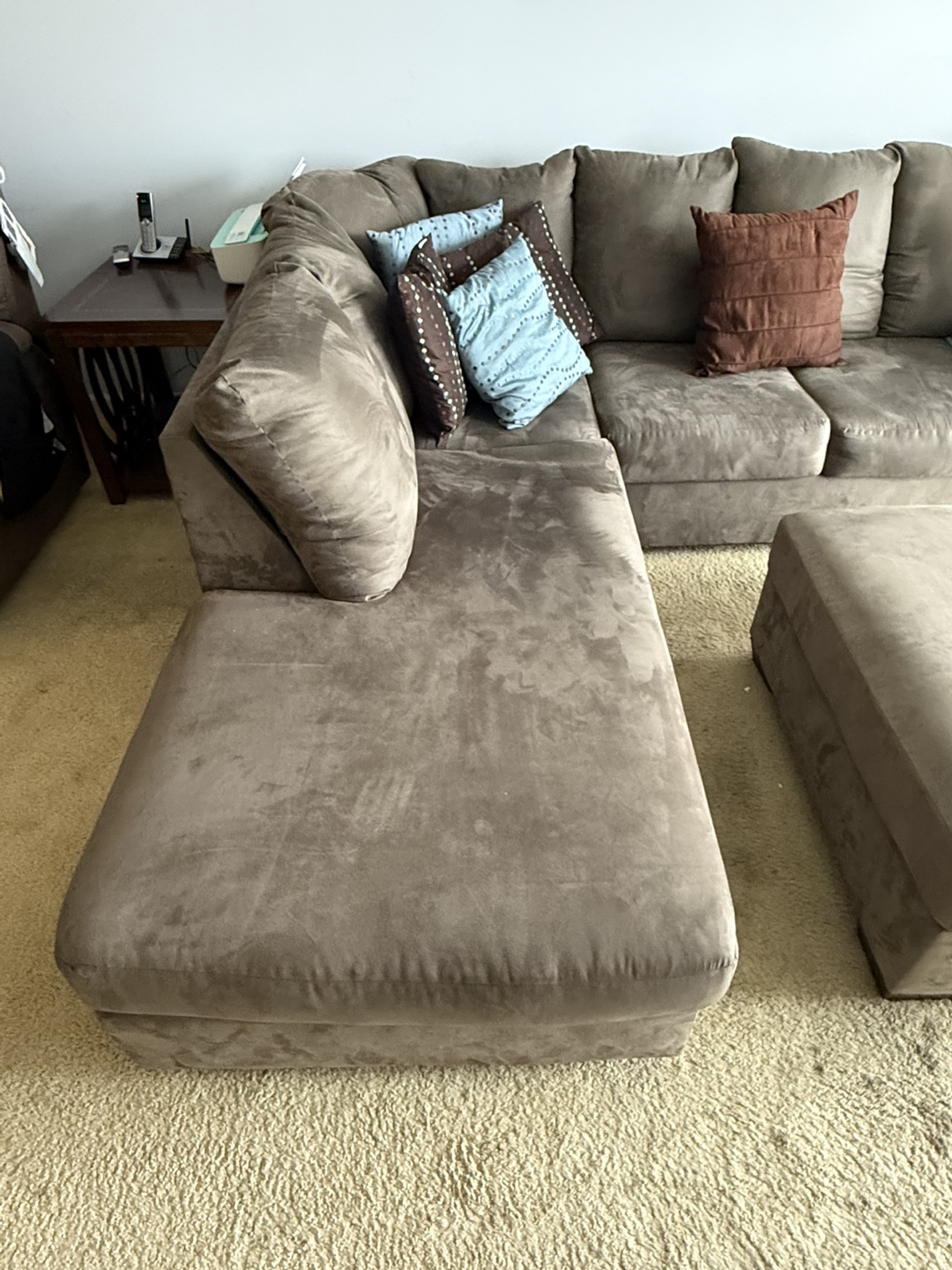 Brown Sectional Sofa with Ottoman - photo 3