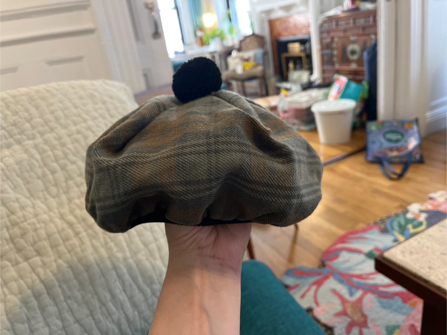 Scottish Plaid Beret Hat with Pom Pom - photo 5