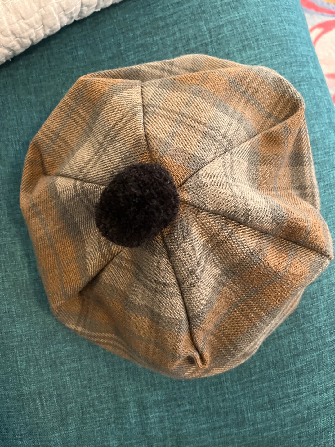 Scottish Plaid Beret Hat with Pom Pom - photo 2