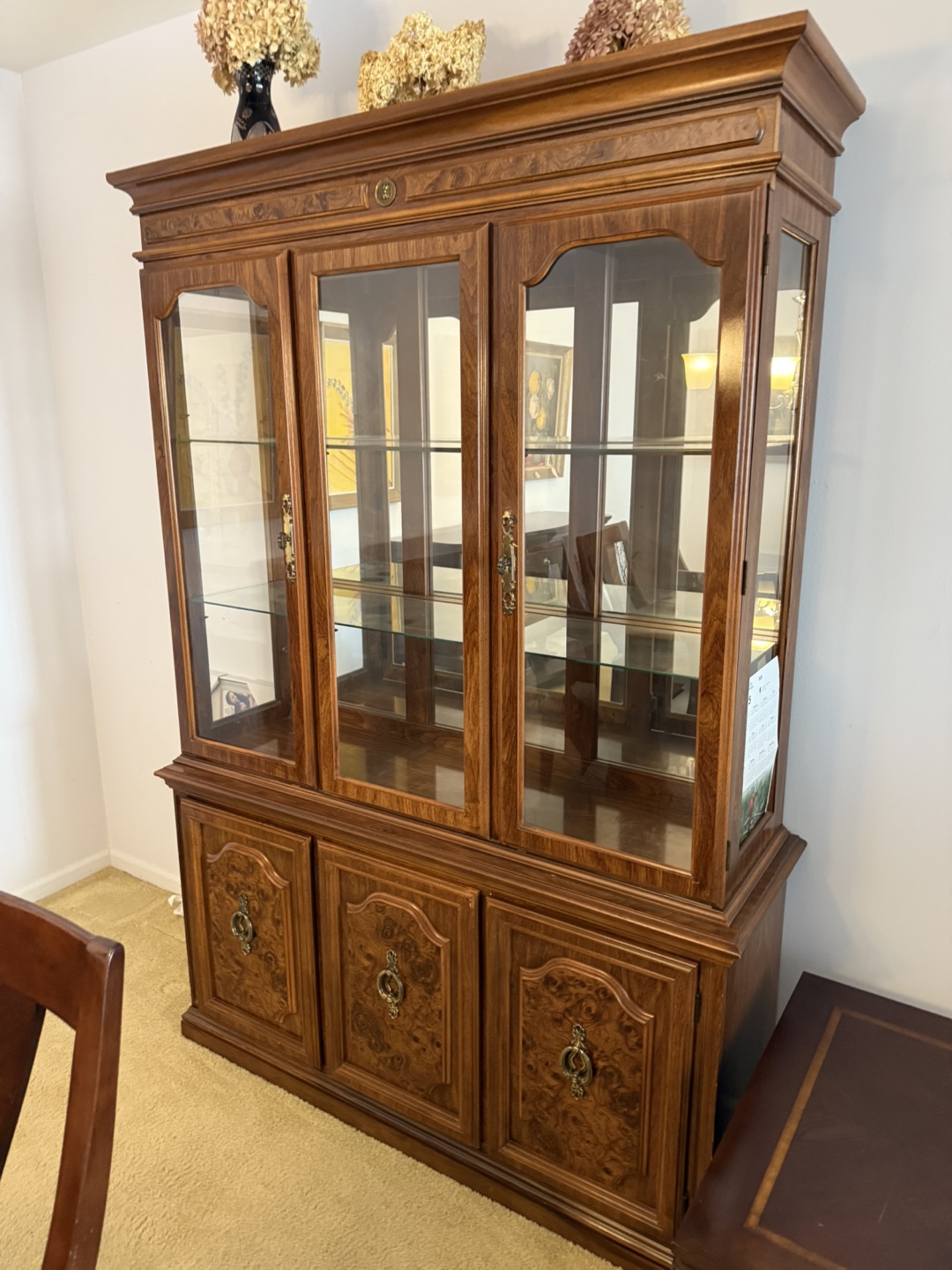 Wooden China Cabinet with Glass Doors