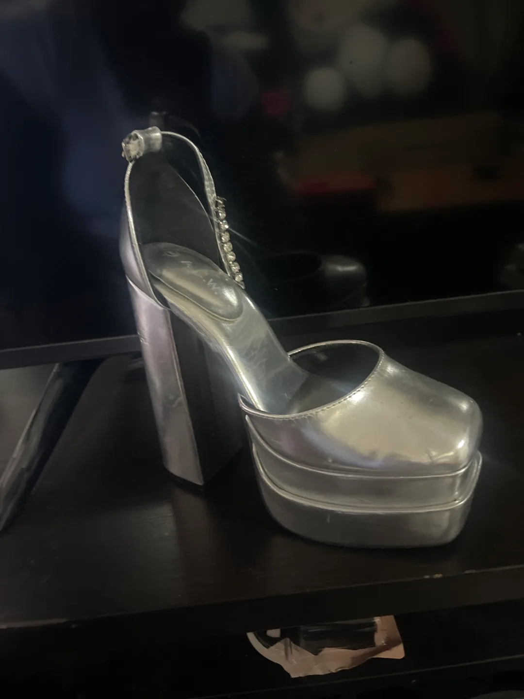 Silver Platform Heels, Size 8 image indicator(2)