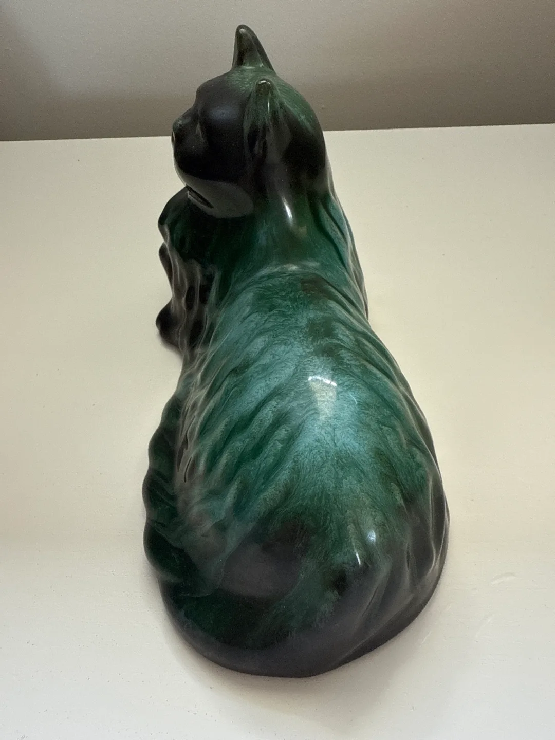 Vintage Ceramic Cat Figurine - Green and black image indicator(2)