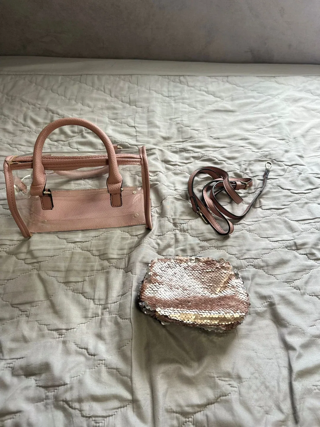 Sequin Clutch & Clear Pink Mini Bag Set image indicator(2)