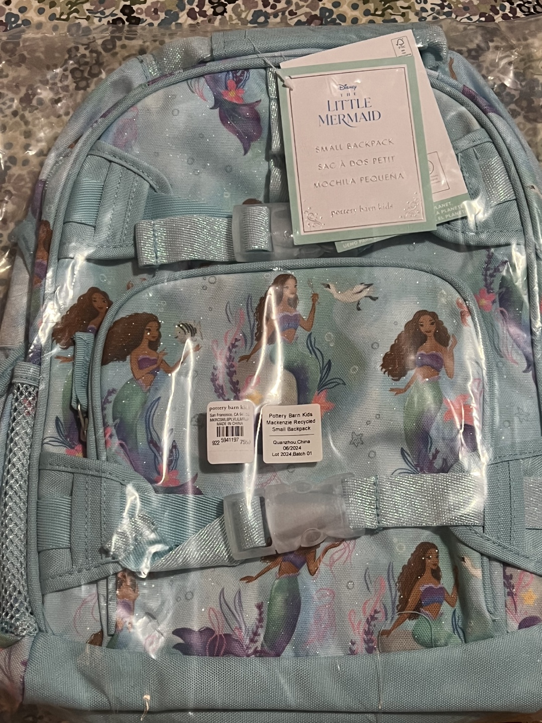 Pottery Barn Kids Disney Little Mermaid Small Backpack - New!
