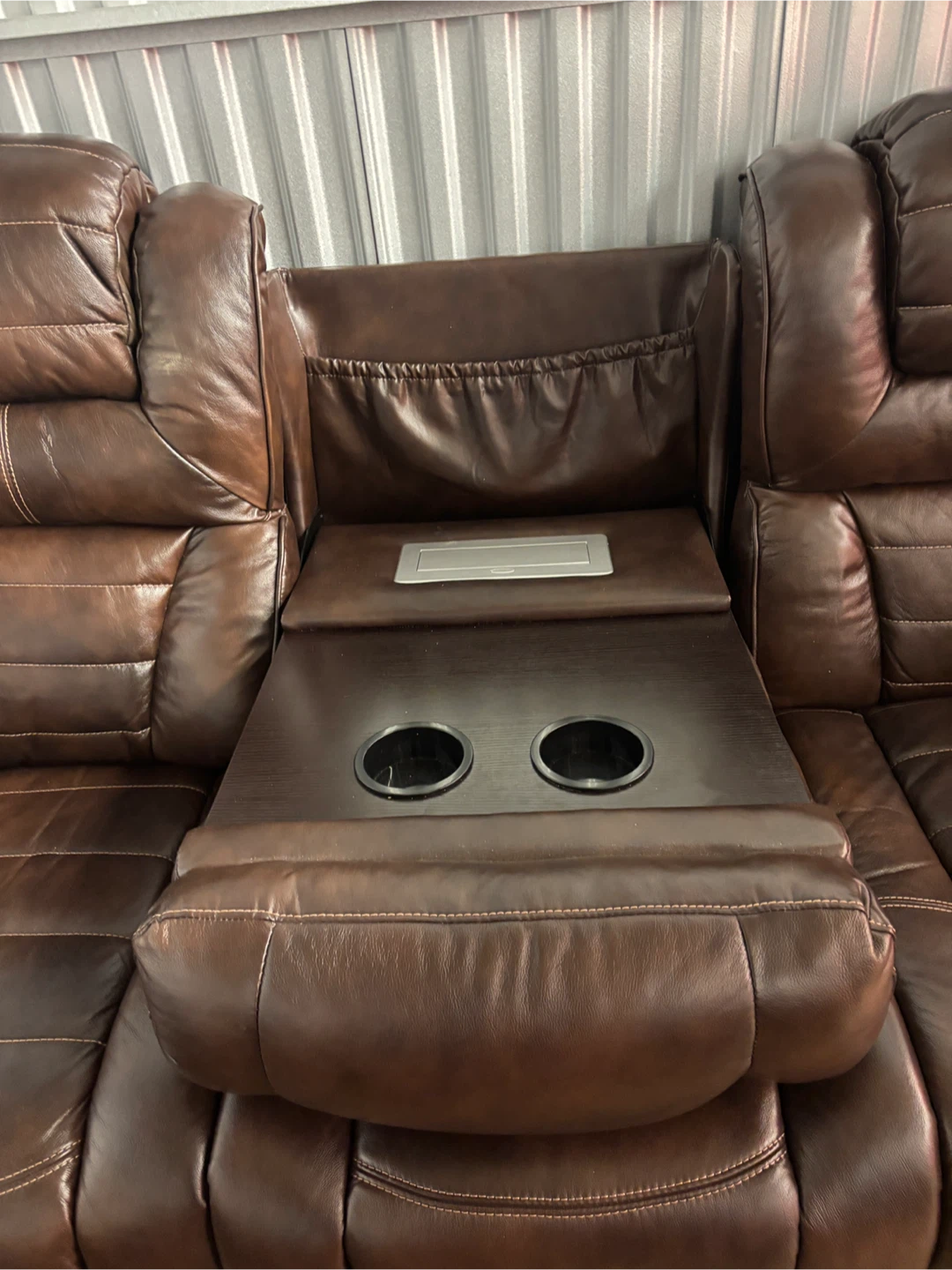 Brown Leather Reclining Sofa - photo 2