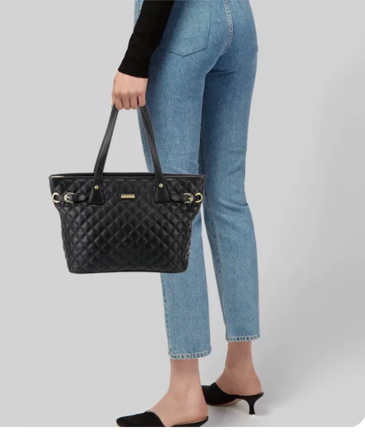 St. John Collection Black Quilted Tote (as is edge wear)
