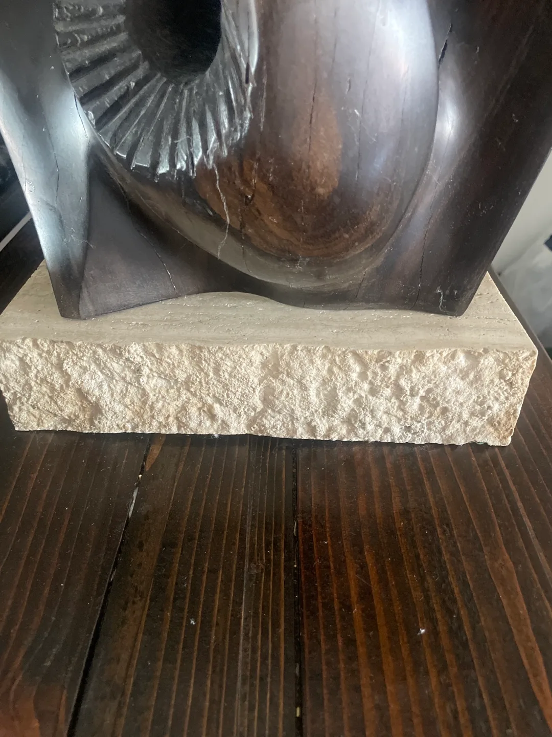 Antique Wooden Sculpture with a marble stone  rectangle base. image indicator(7)