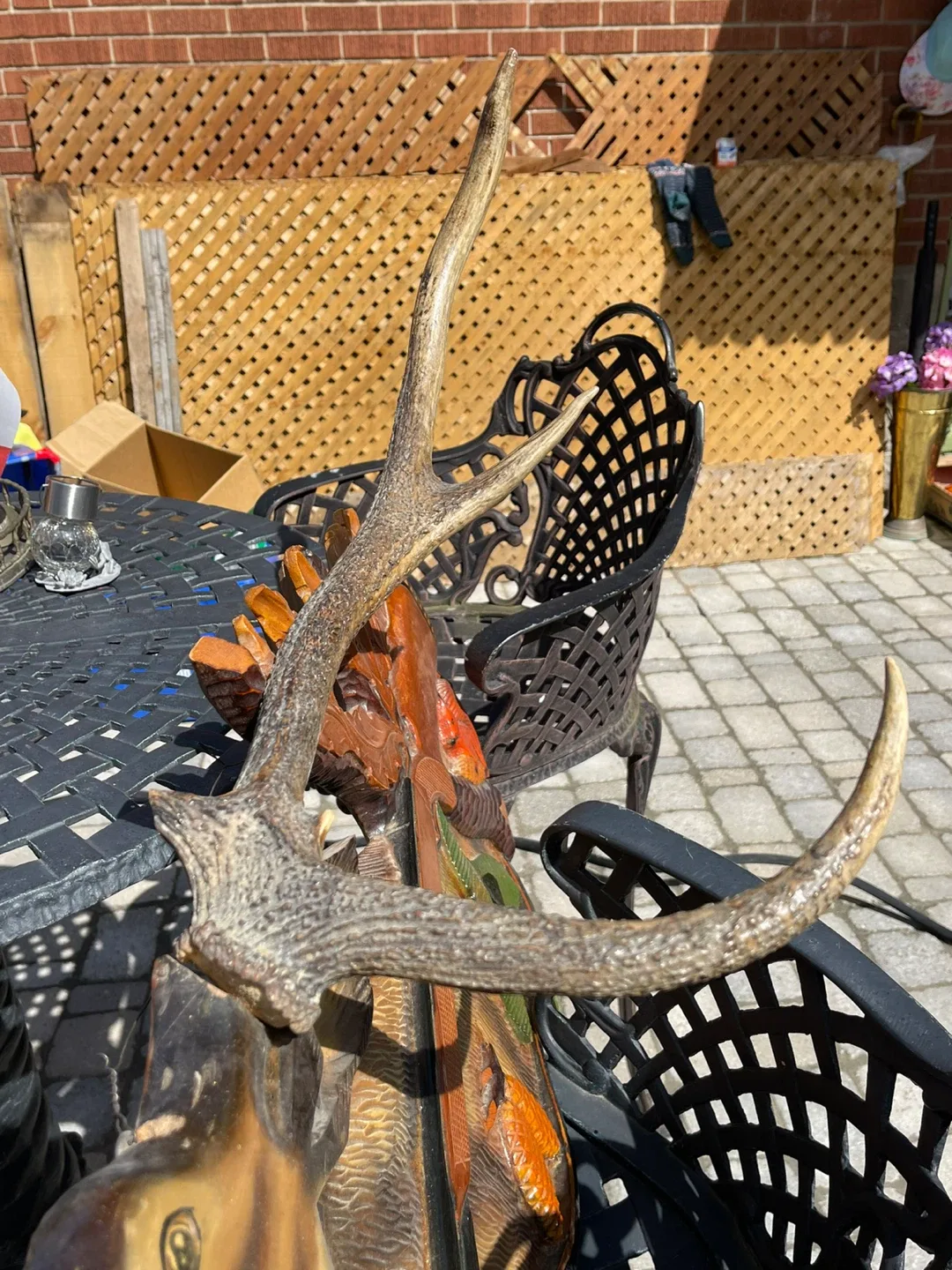 Wooden Deer Head Wall Decor with antler image indicator(2)