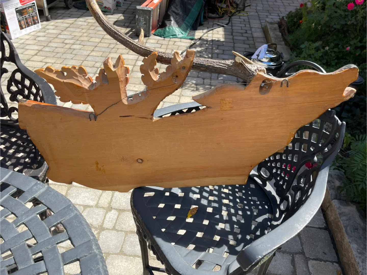 Wooden Deer Head Wall Decor with antler image indicator(3)