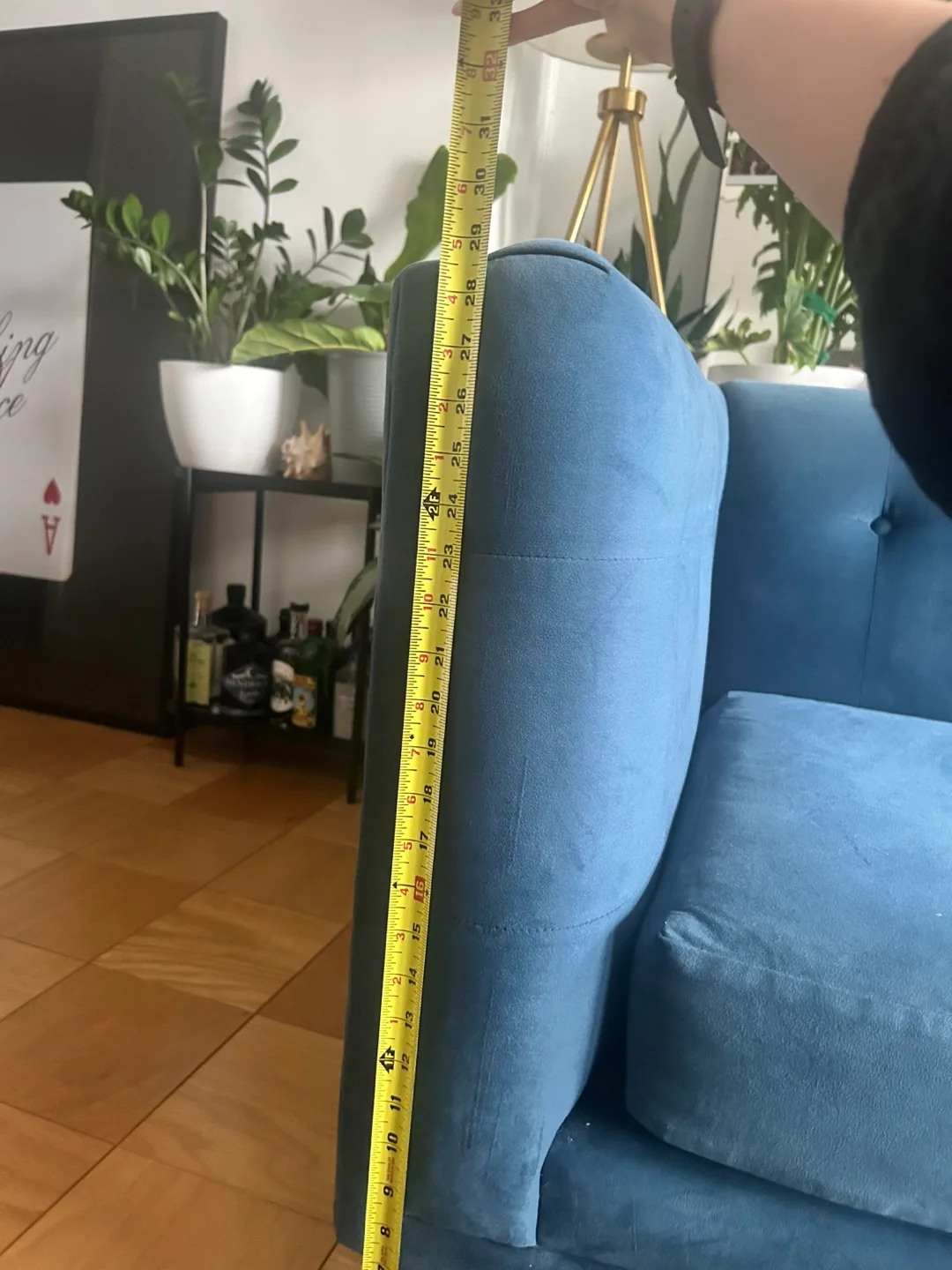 West Welm Blue Velvet Sofa - 7ft Length image indicator(4)