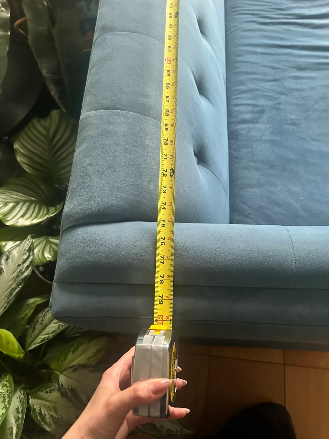 West Welm Blue Velvet Sofa - 7ft Length image indicator(6)