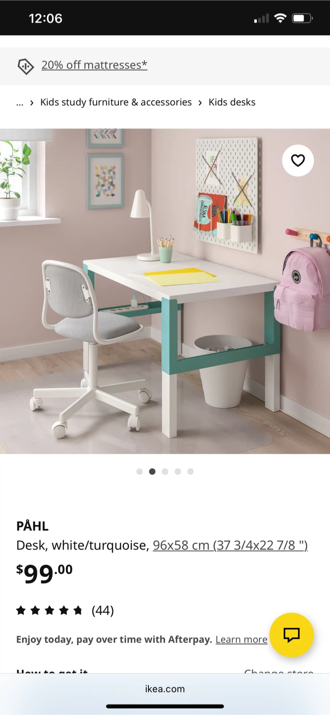 IKEA PÅHL Desk - White/Turquoise - 120x58 cm