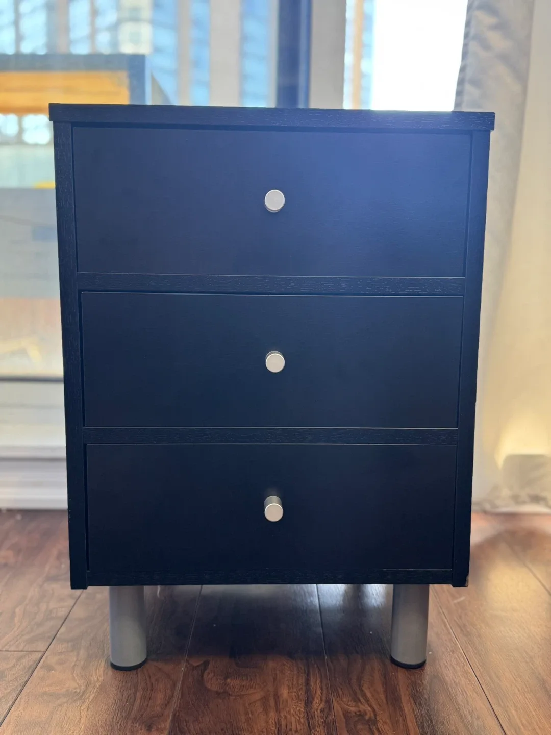 Black 3-Drawer Nightstand