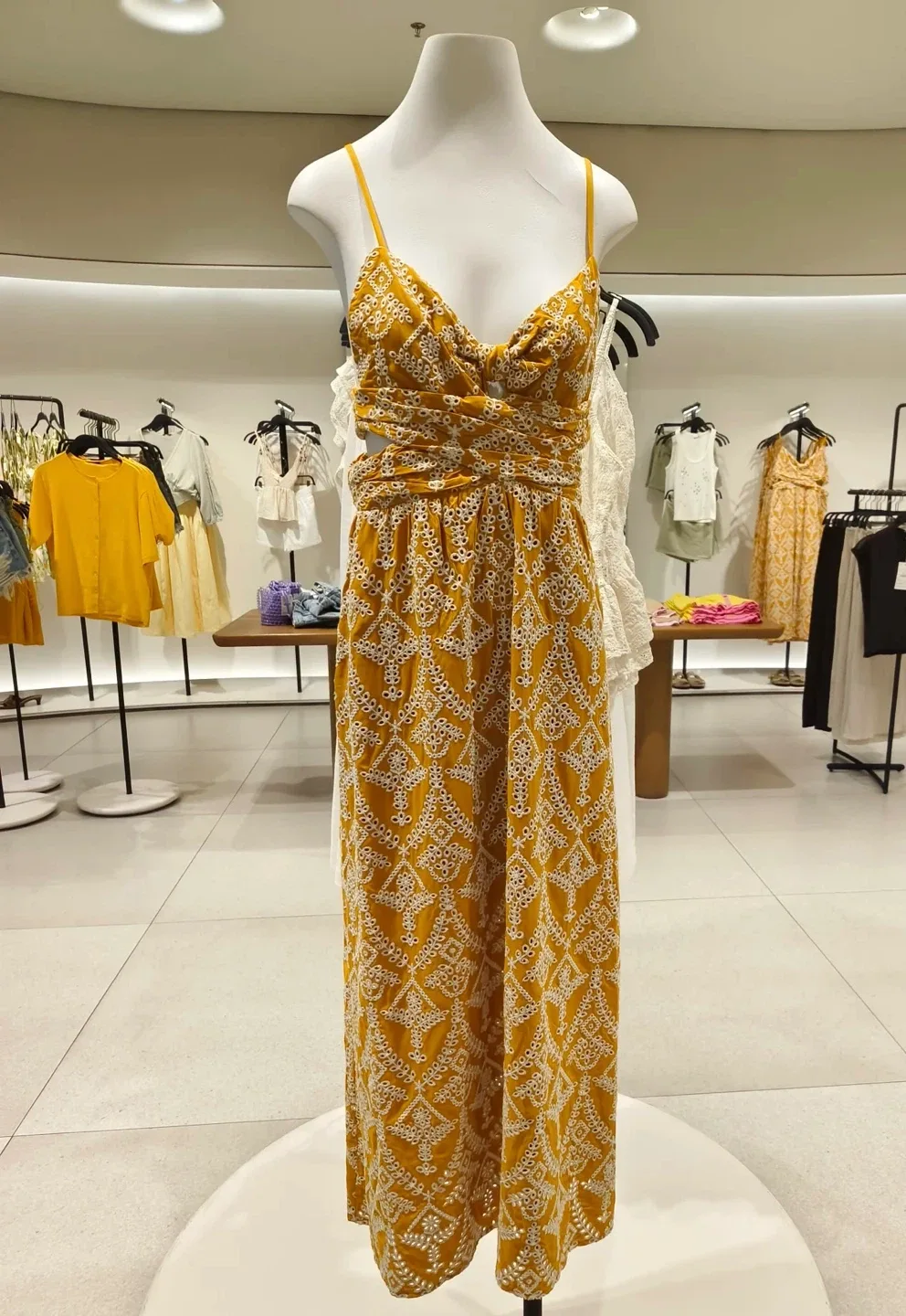 Best Yellow Embroidered Midi Dress thumbnail