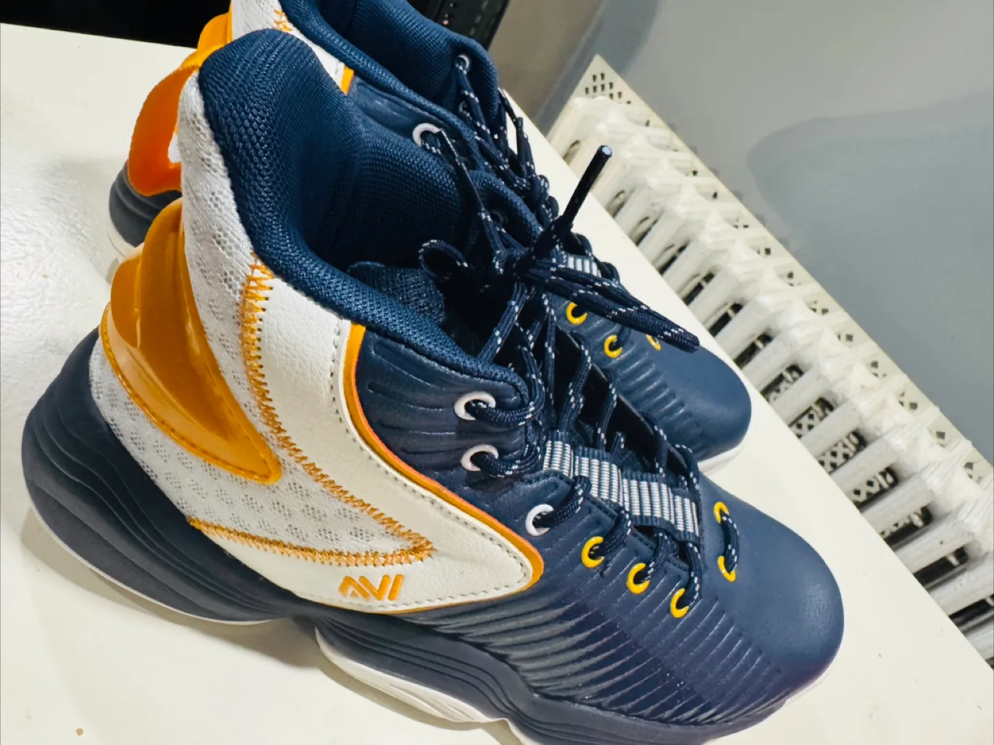 AVI Blue & White Basketball Shoes thumbnail