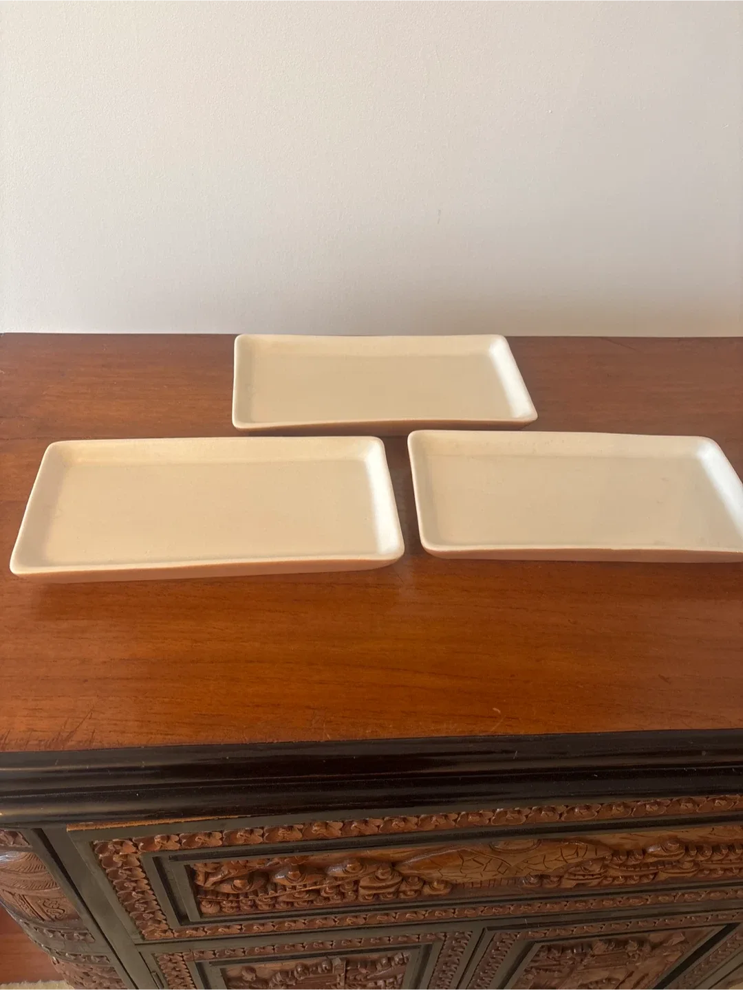 New Set of 3 Ivory Rectangle Serving Dishes image indicator(4)