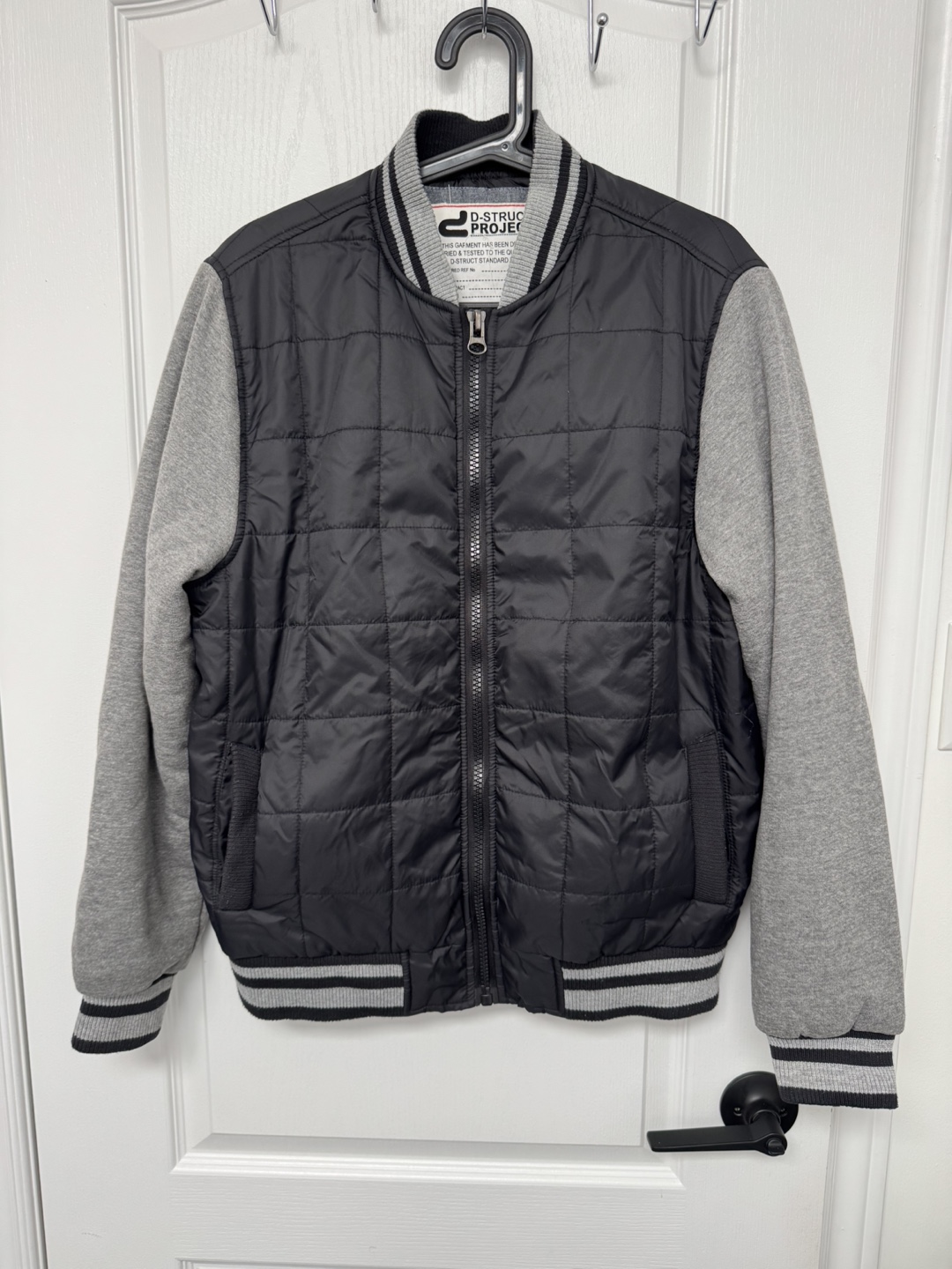 District Project Black Quilted Bomber Jacket