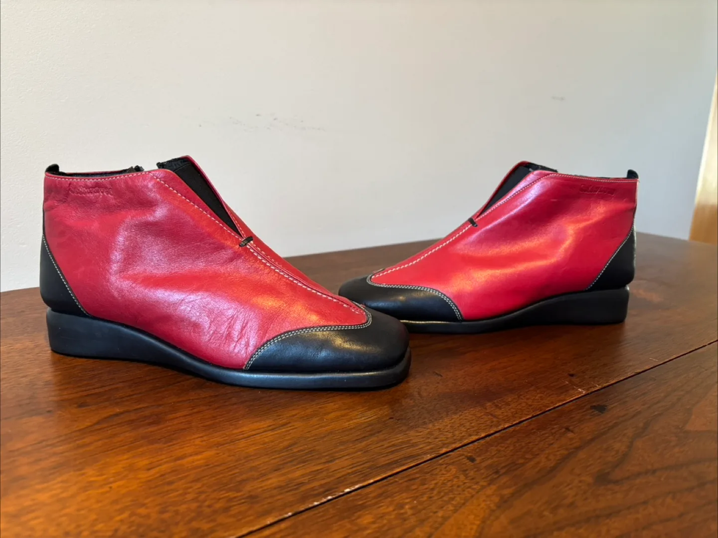 Softwaves Red Leather Ankle Boots image indicator(3)