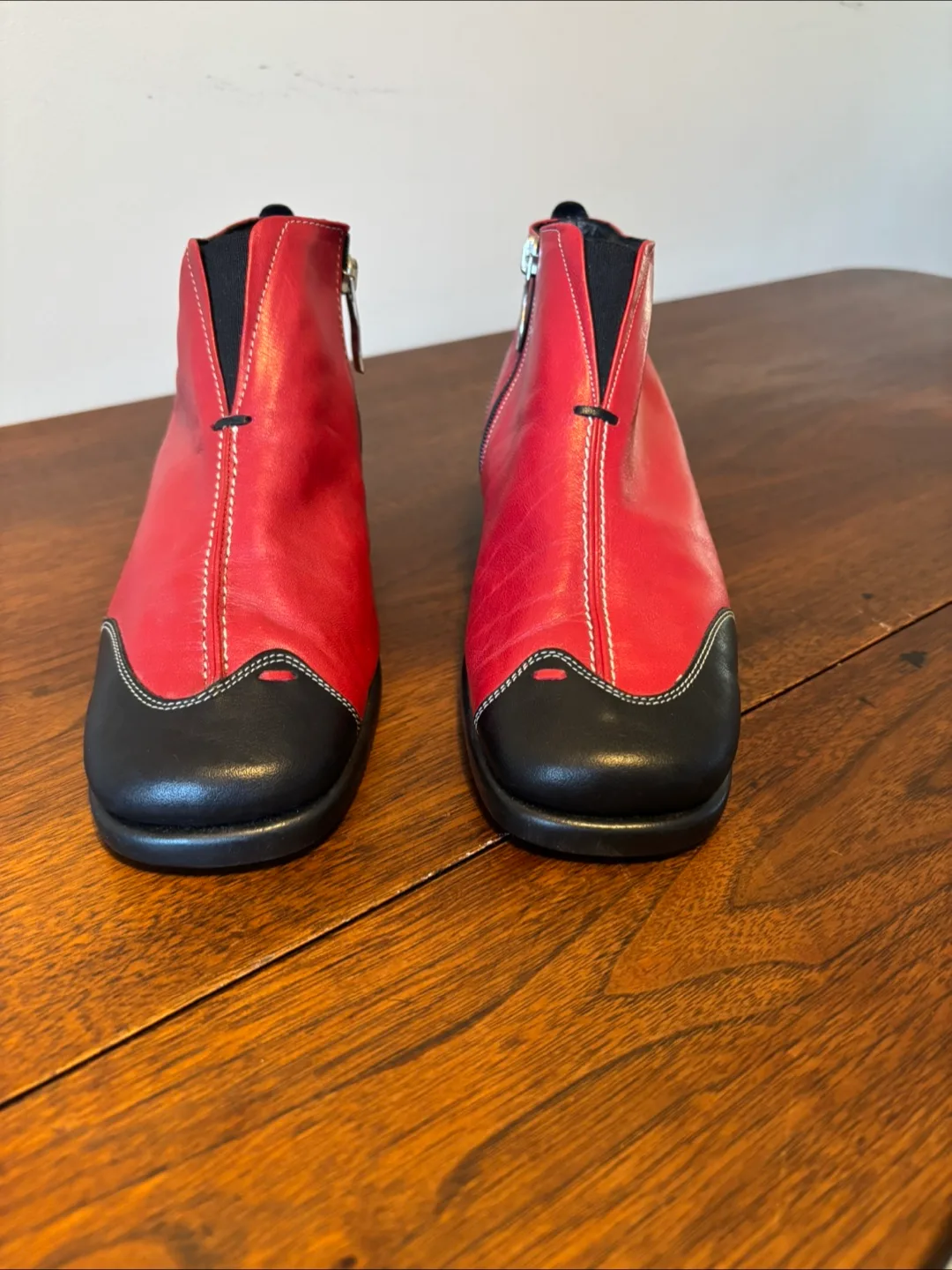 Softwaves Red Leather Ankle Boots image indicator(4)