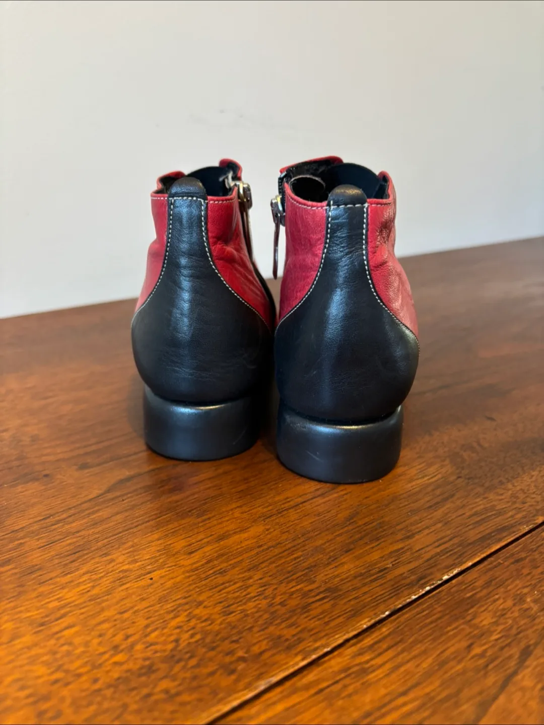 Softwaves Red Leather Ankle Boots image indicator(6)