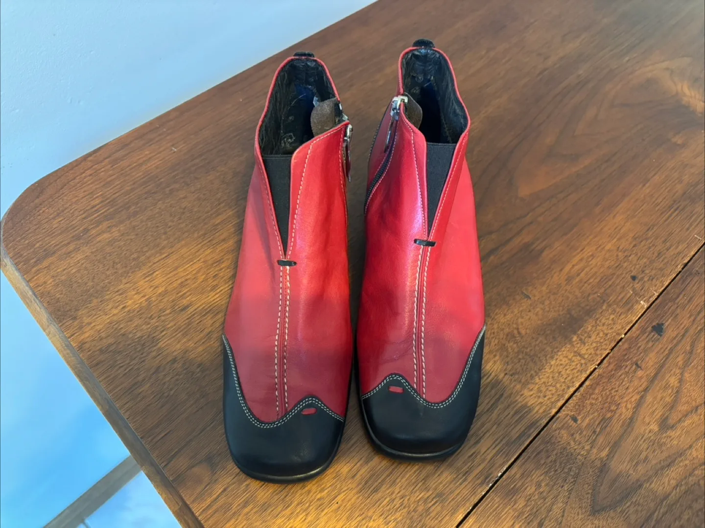 Softwaves Red Leather Ankle Boots image indicator(9)