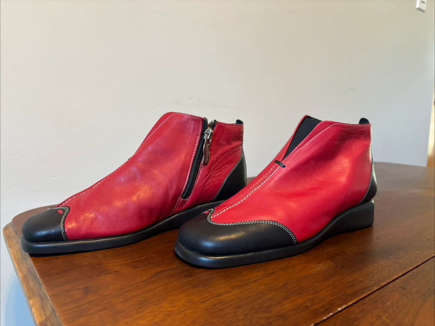 Softwaves Red Leather Ankle Boots image indicator(10)