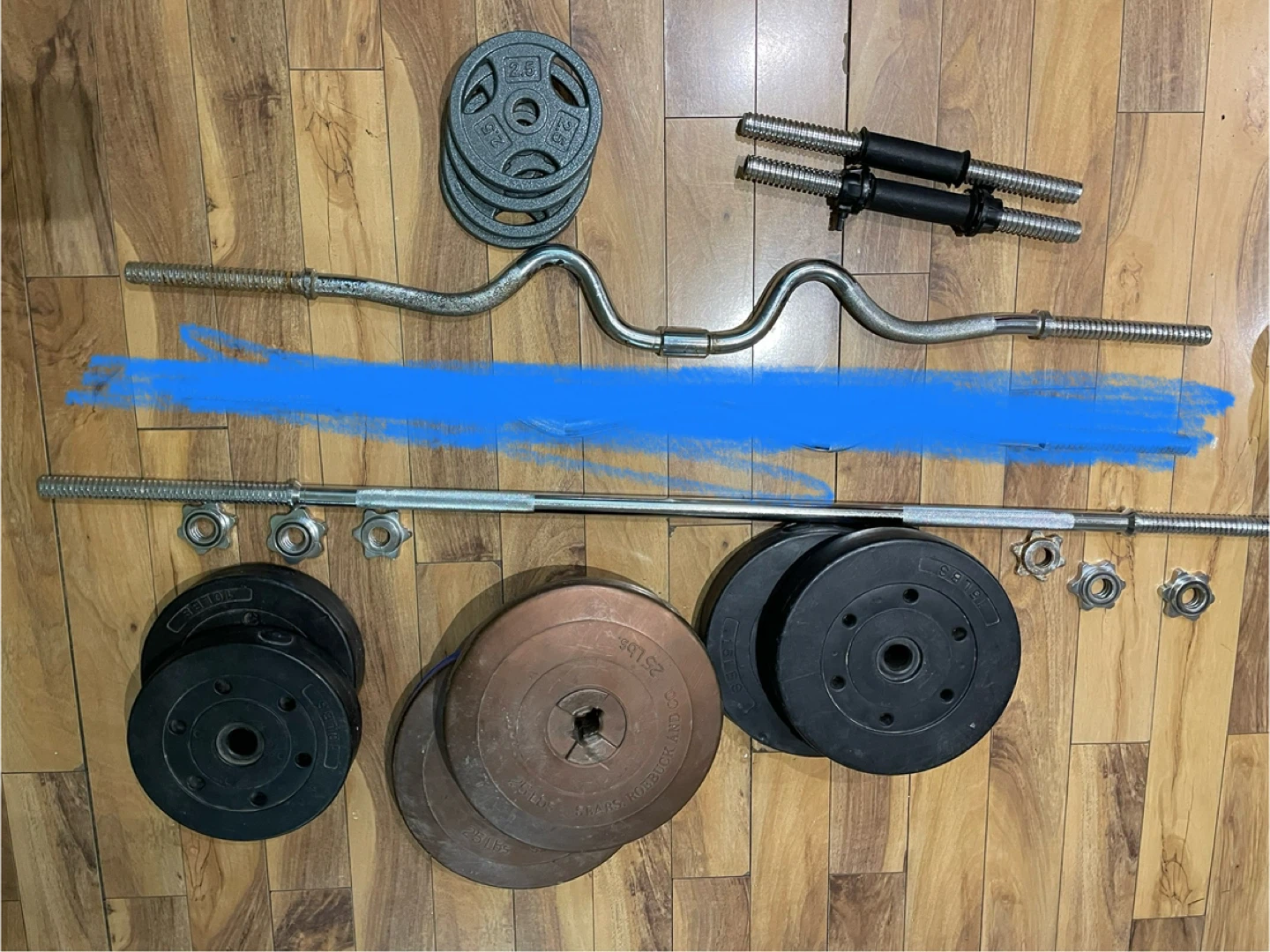 GYM  Bars and Weight plates