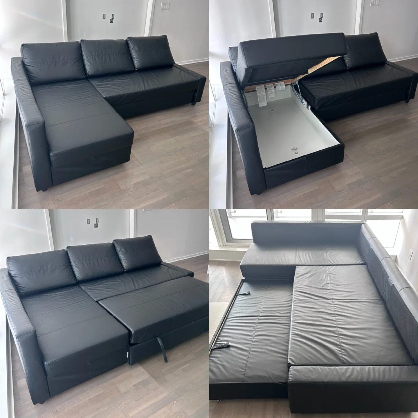 IKEA FRIHETEN Leather Corner sofa-bed with storage thumbnail