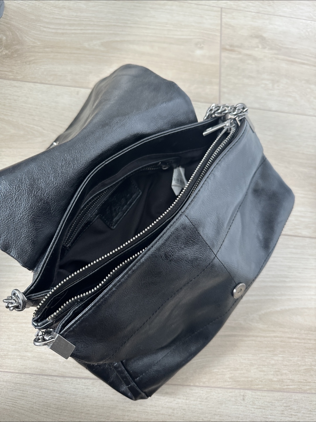 Zara Black Leather Chain Shoulder Bag - photo 3