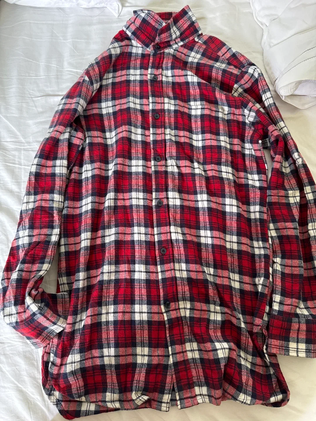 Forever 21 Red Plaid Flannel Shirt thumbnail