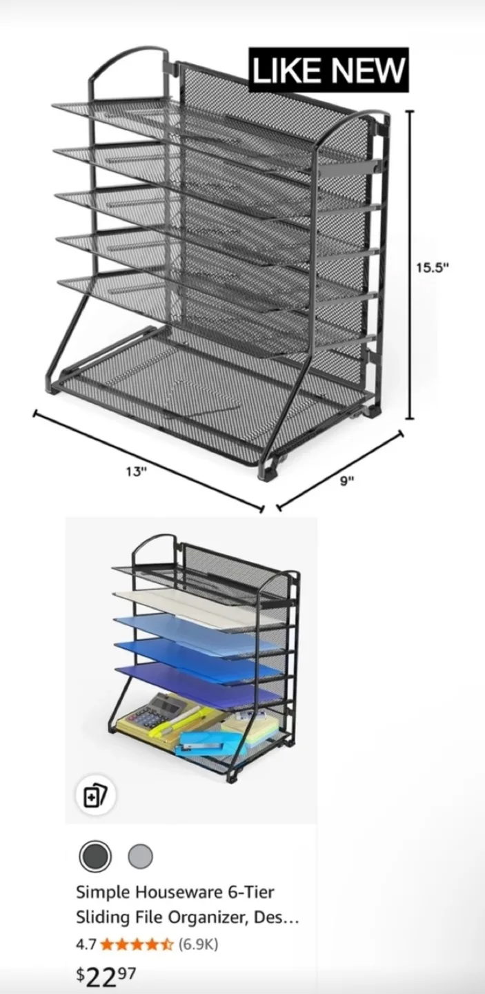 Simple Houseware 6-Tier Sliding File Organizer - Like New! thumbnail