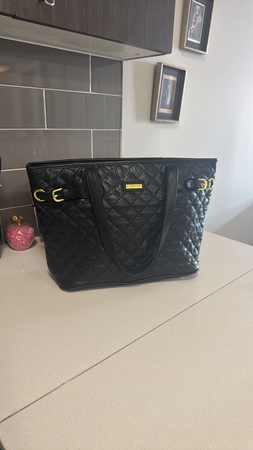St. John Collection Black Quilted Tote (as is edge wear) - photo 4