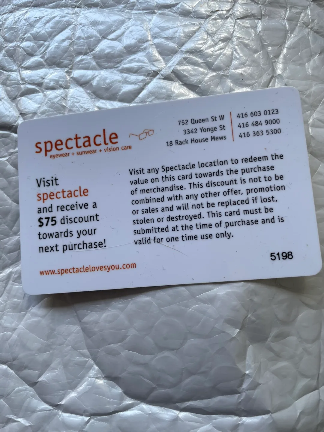 Spectacle Eyewear $75 Gift Card image indicator(2)