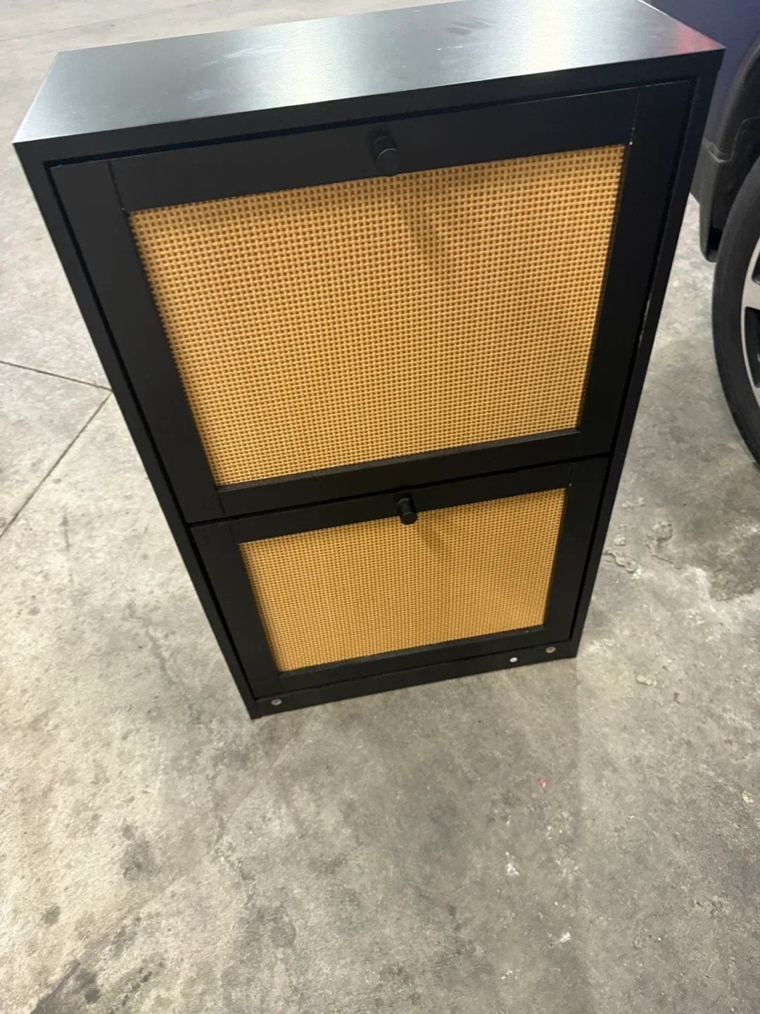 Black Shoe Cabinet with Rattan Doors image indicator(2)