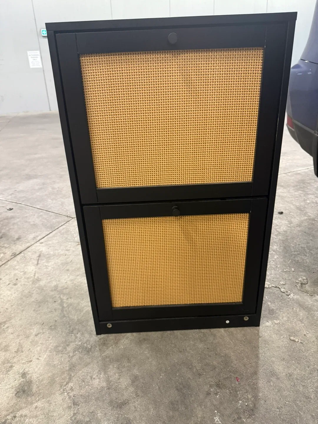 Black Shoe Cabinet with Rattan Doors thumbnail