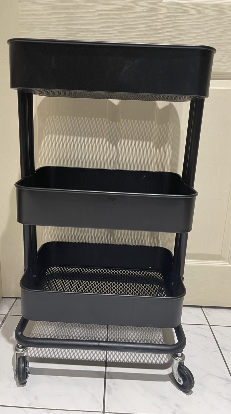 Black Rolling Cart - 3 Tier - photo 3