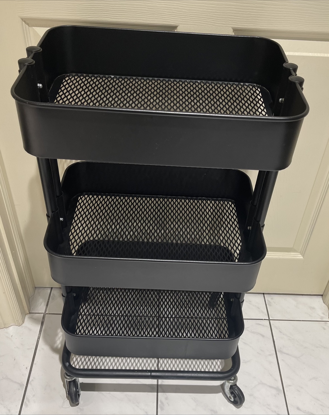 Black Rolling Cart - 3 Tier