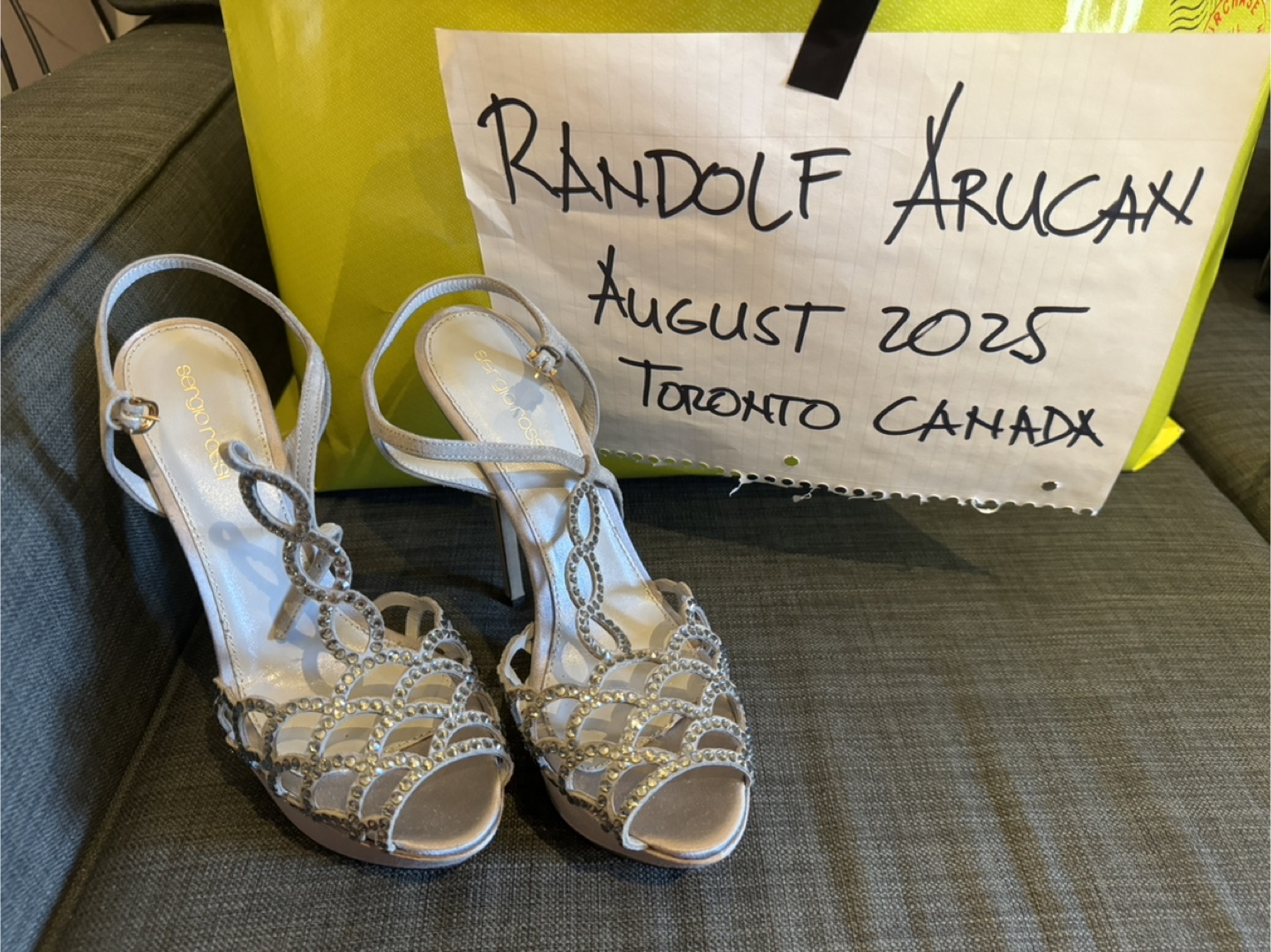 SERGIO ROSSI CRYSTAL EMBELLISHED PLATFORM HEELS SIZE 38.5