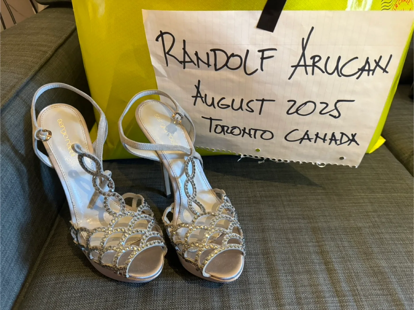 SERGIO ROSSI CRYSTAL EMBELLISHED PLATFORM HEELS SIZE 38.5 thumbnail