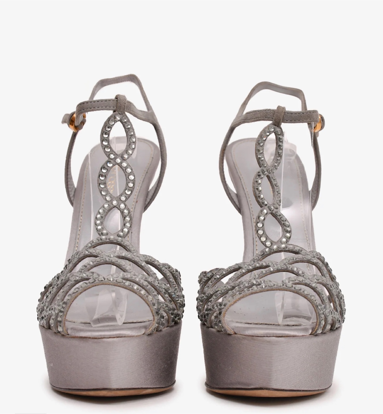SERGIO ROSSI CRYSTAL EMBELLISHED PLATFORM HEELS SIZE 38.5 - photo 3
