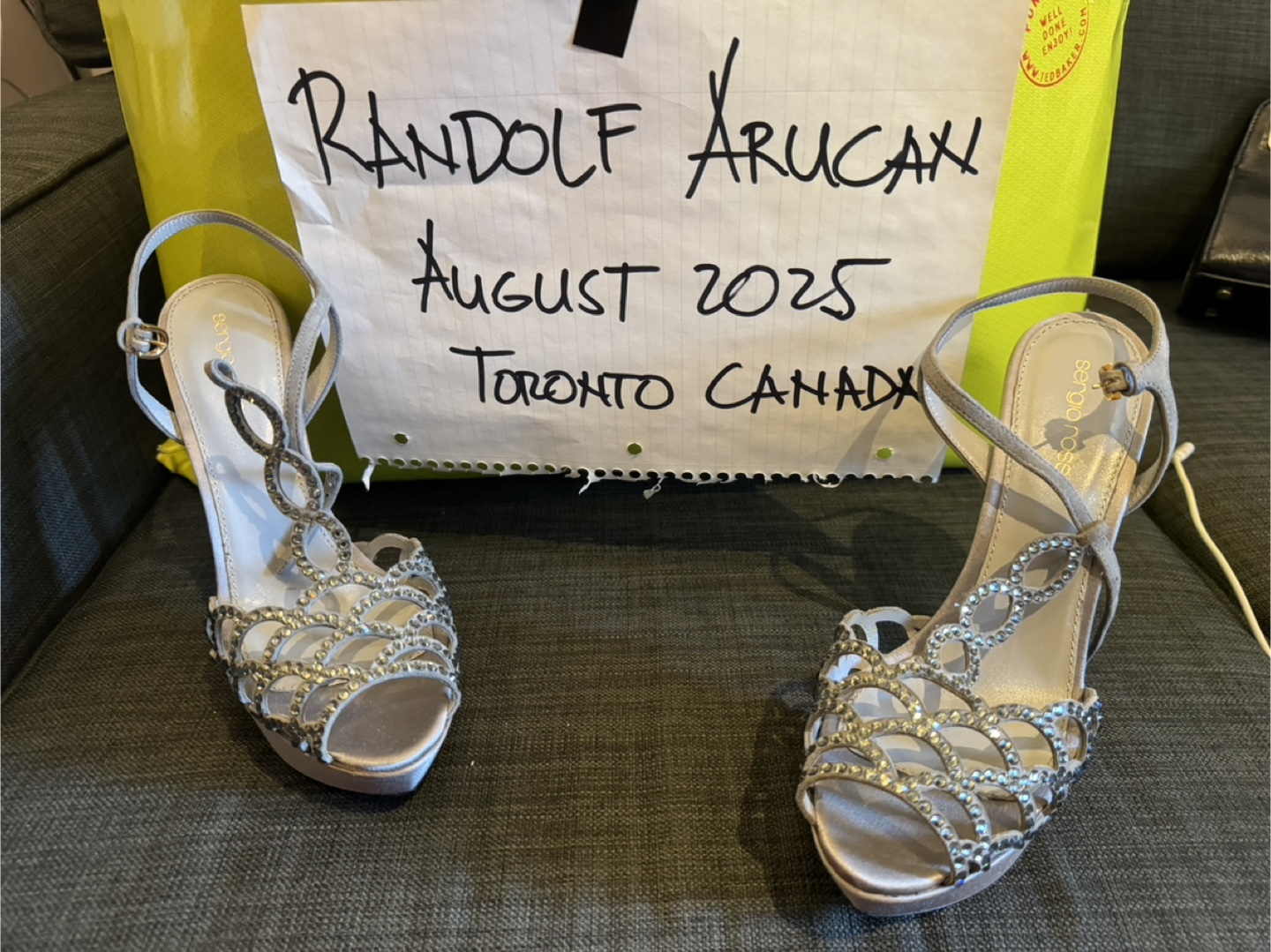 SERGIO ROSSI CRYSTAL EMBELLISHED PLATFORM HEELS SIZE 38.5