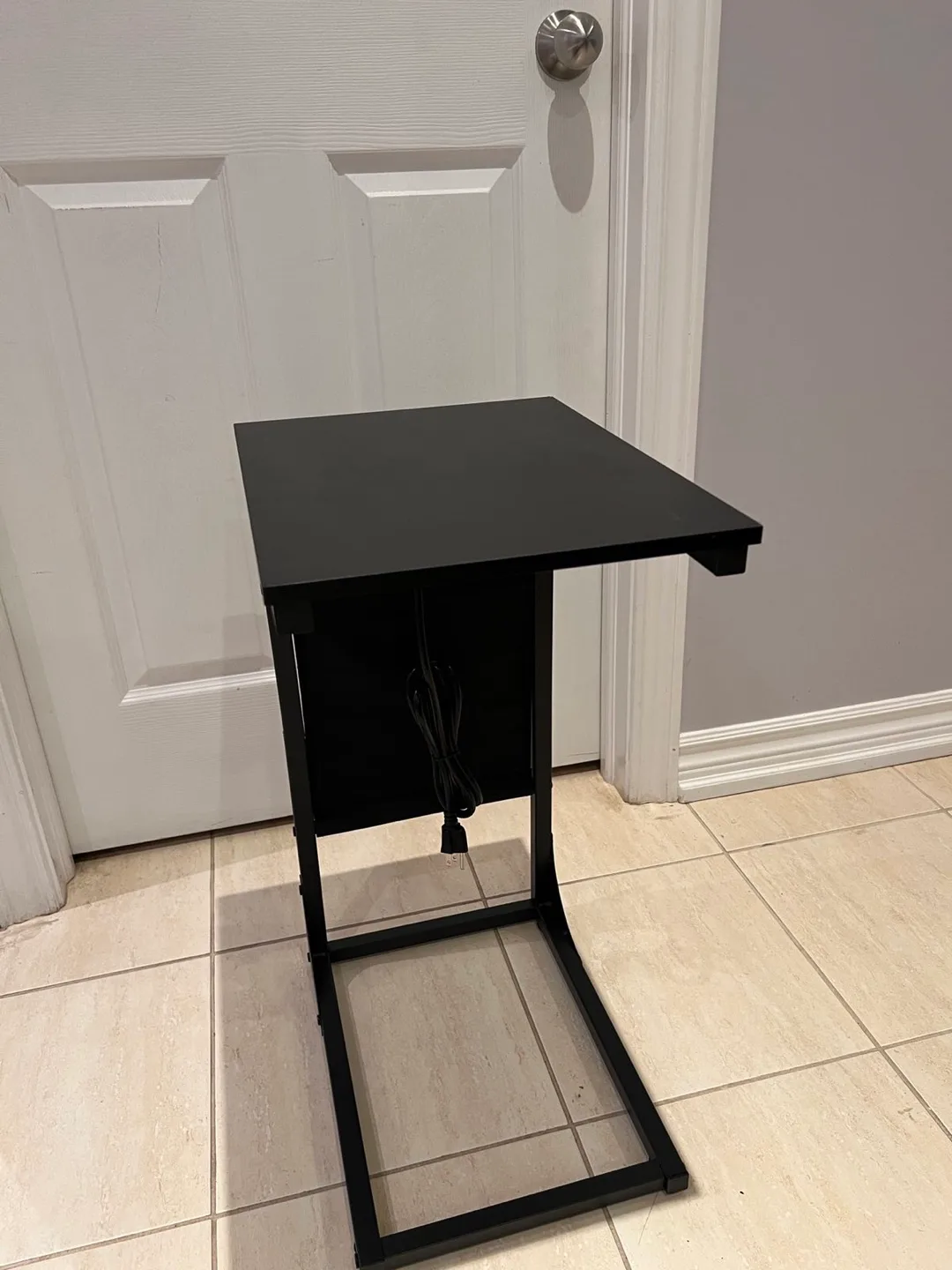 Black End Table with Charging Station thumbnail