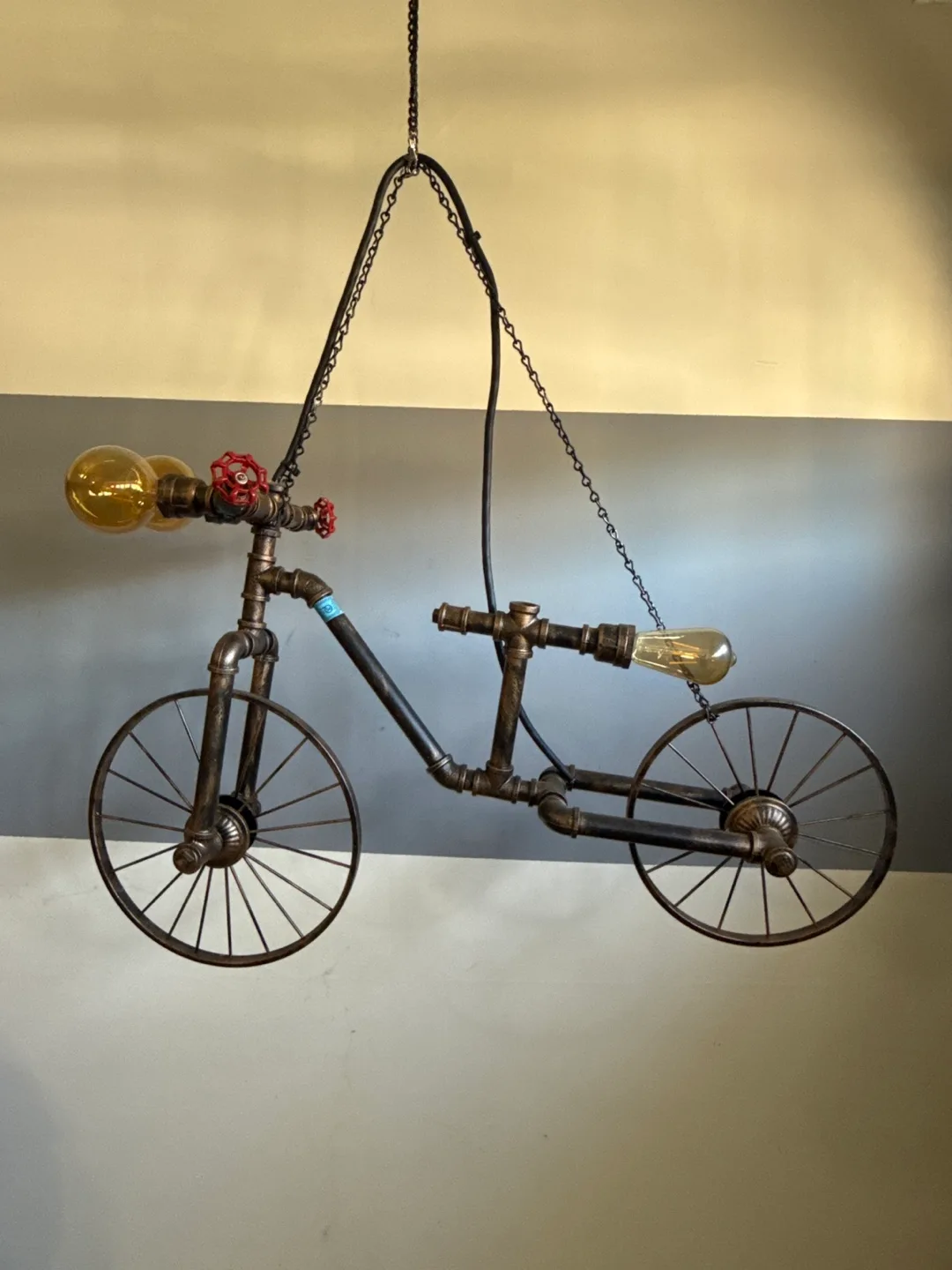 Unique Bicycle Pipe Chandelier thumbnail