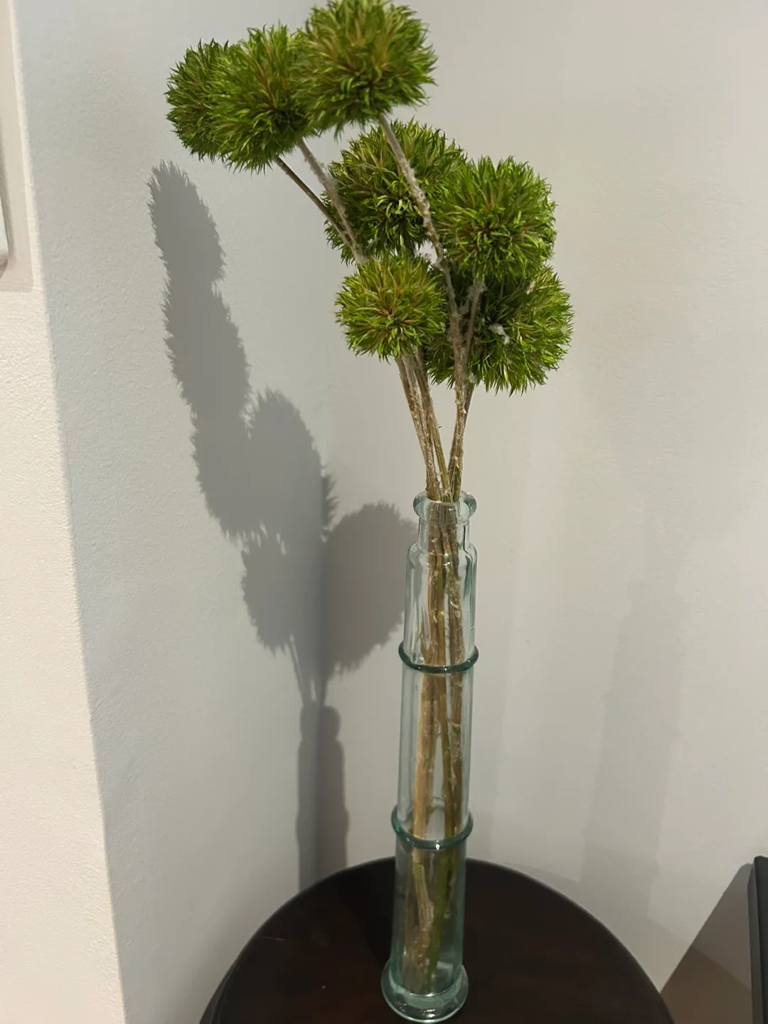 Green Floral Arrangement in Glass Vase thumbnail
